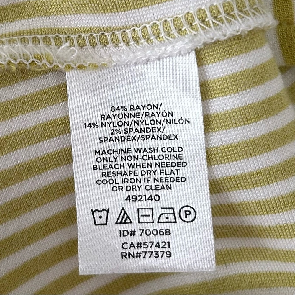 Ann Taylor Sleeveless Peplum Jersey Knit Top Women’s SZ Small Green White Stripe - Picture 7 of 7